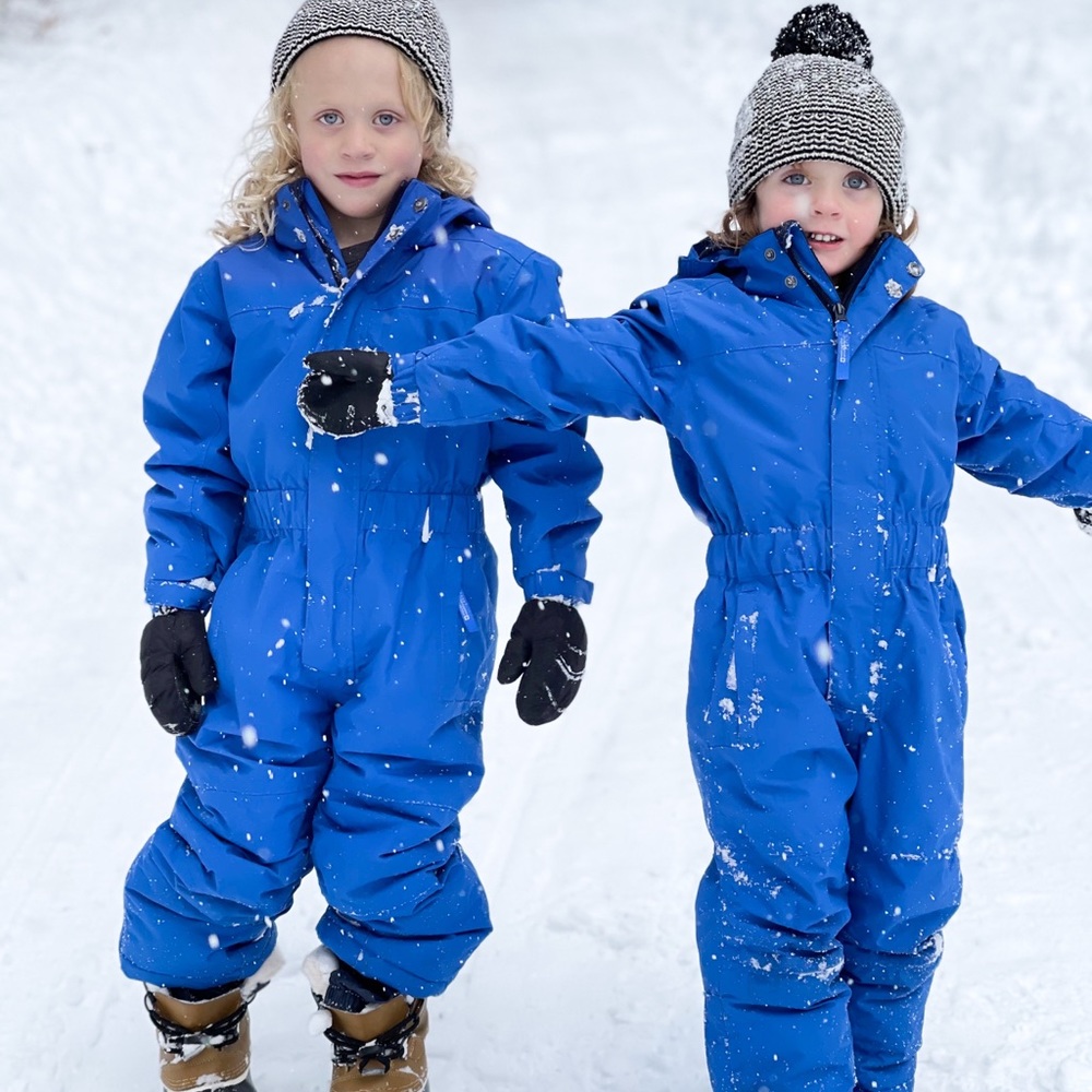 Blue snowsuits